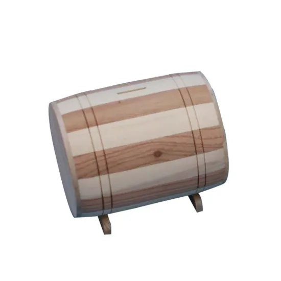 Custom wooden money pot solid wood money barrel box