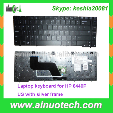 Laptop keyboard for HP 8440P laptop keyboard replacement US with silver frame