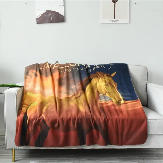 Hot sale children horse printed polar fleece blanket 50*60 in