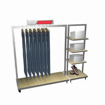 Trousers/Garment Display Rack, Made of Steel Cube and Wood