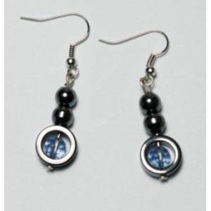 Hematite Earring with silver color finding