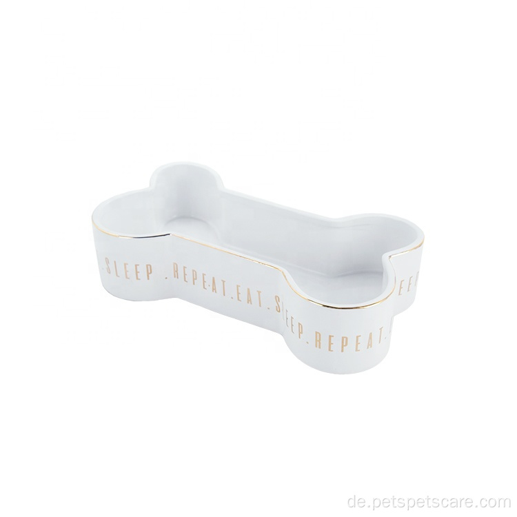 Knochenförmige Haustier -Fütterungsschüssel weiße Keramik