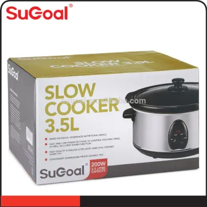 SuGoal 3.5-Quart Slow Cooker in Stainless Steel, Purple Clay