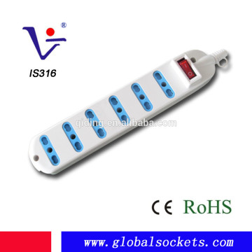 6ways Italian Power Extension outlets Sockets strip with master switch