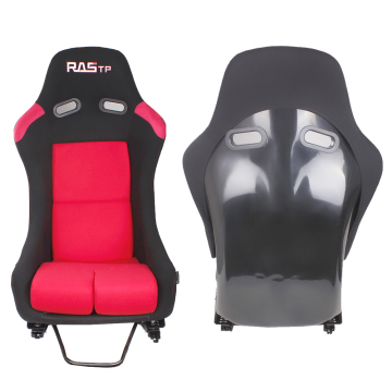 New Fixed Backrest Suede Sports Car Seats - Black-Red Fiberglass Bucket Racing Seat
