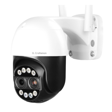Gcraftsman 2K 4MP WiFi PTZ Floodlight Rotational Camera with 2MP Double Lens Surveillance System