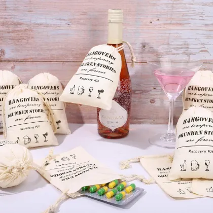 Bachelorette Hangover Kit Cotton Gift Bag