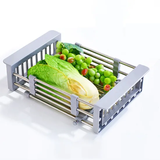 Expandable sink above drainage basket kitchen stainless steel dish drying rack metal wire dish rack Drainer Basket