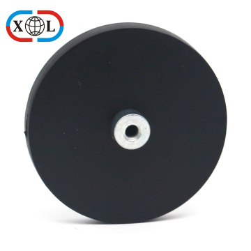 Neodymium Rubber Coated Pot Magnet with Screwed Bush