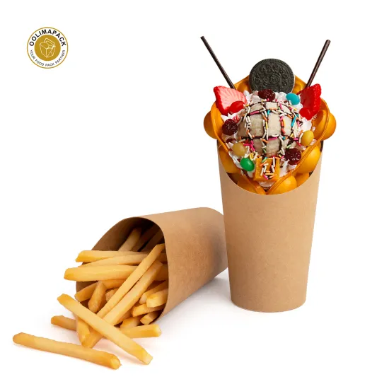 Custom Printed Logo French Fries Cups: Perfect for French Fries and Crepes