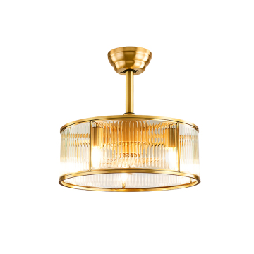 Modern Luxury Glass Lampshade Ceiling Fan with Light Kit and Remote Control