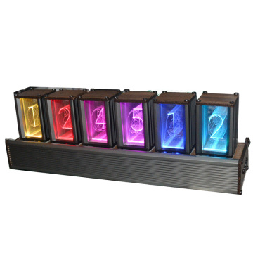 X-039 modern usb port Quasi-glow tube RGB led digital & analog-digital smart desk & table clock alarm steampunk wood gixie clock