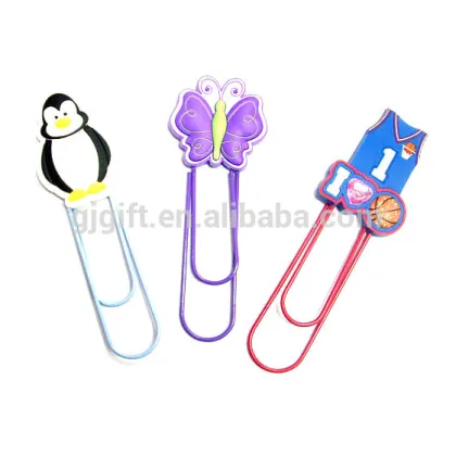 2015 promotional plastic rubber 2d custom bookmark metal bookmark book clip