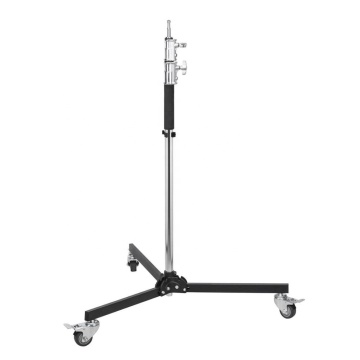 Folding Wheeled Roller Photographic Light Stand (Black/Chrome, 9')
