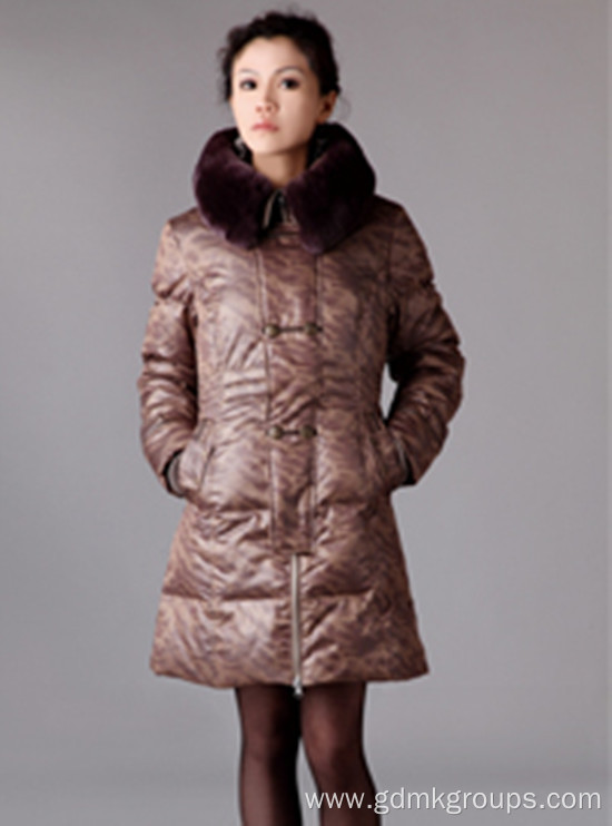 Women'S Mid-Length Down Jacket Big Fur Collar