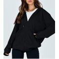 Frauenjacke Waffel Reißverschluss Hoodie