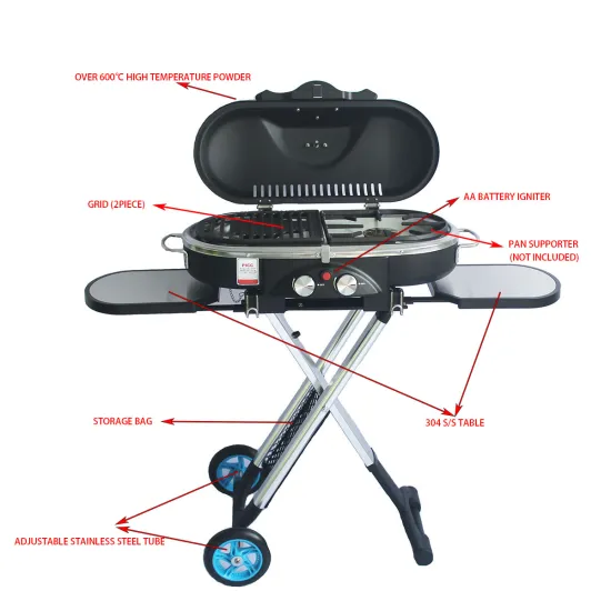 Portable Outdoor Indoor Gas Cooking Stove: A Versatile 3.0KW Propane Camping BBQ Grill with Foldable Range and Suitcase Griddle Design