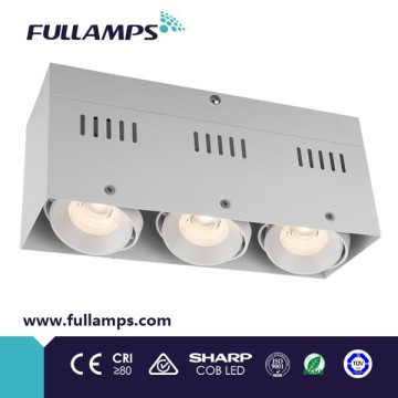 Fullamps three heads indoor actual ceiling grille lighting 3*10W sharp COB LED light white body color dongguan lighting
