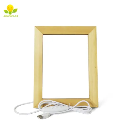 Hot Sale Oak Photo Frame with LED Night Light Table Lamp