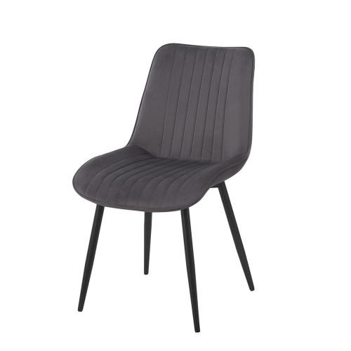 Silla de comedor de terciopelo moderno con patas de metal negro