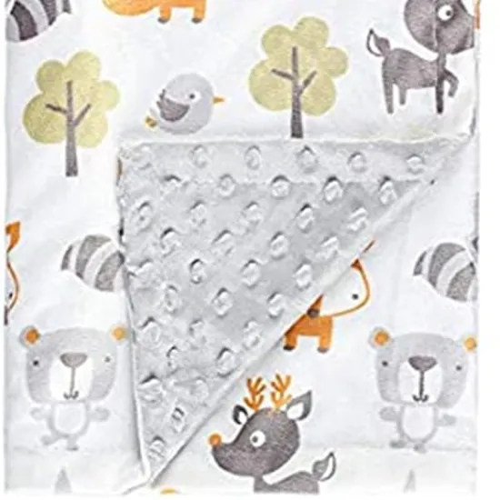 Baby Bean Blanket Fox Print Cartoon Fleece Minky Dot Baby Blanket Children Air Conditioner Quilt