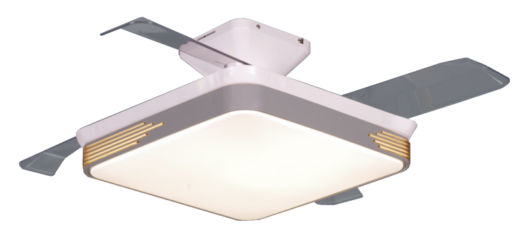 Ventilateur de plafond carré blanc de 43 pouces avec abat-jour gris