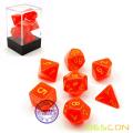 Bescon Intensive Glitter DND Würfel 7pcs Set ROYAL RED, Neuheit Glitter RPG Würfel Set d4 d6 d8 d10 d12 d20 d%, Brick Box Verpackung