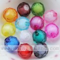 Round faceted acrylic bead-in-bead colorful inside beads