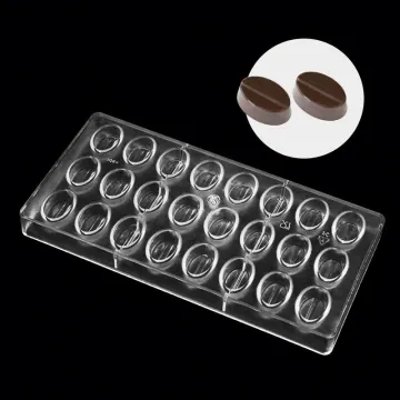 24 Cavities Clear Ridged Oval Candy Mould - Polycarbonate Chocolate Mold
