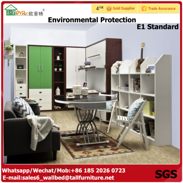 Durable wooden clothes storage cabinet computer hidden table cabinet bed mechanism