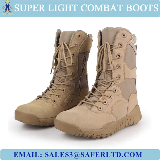Sandy color Super light military boots suede leather boots