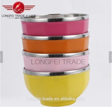 Double Wall Colorful Stainless Steel Bowl Set