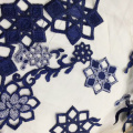 Navy Square Flower Lace Embroidery Fabric