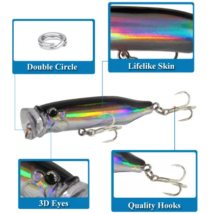 Hot Selling 7cm 9.4g Popper Luya Bait - Colorful Floating Topwater Lure