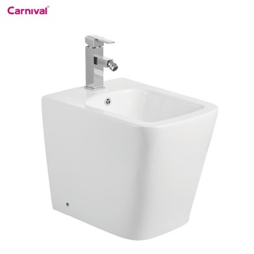 White Floor-Mounted Smooth Surface Easy-Clean Ceramic Bidet Toilet