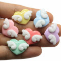 Vente en gros Coeurs En Résine Avec Des Ailes D&#39;ange Perles Cabochon Kawaii Perles À Dos Plat Pour Boucle D&#39;oreille Collier Bijoux DIY Accessoires