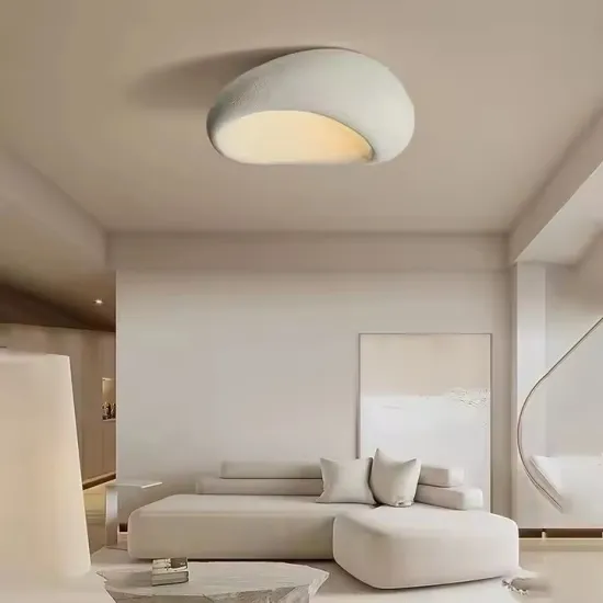 Modern Quiet Wind Ceiling Lamp: Japanese LED Wabi Sabi Bedroom Light
