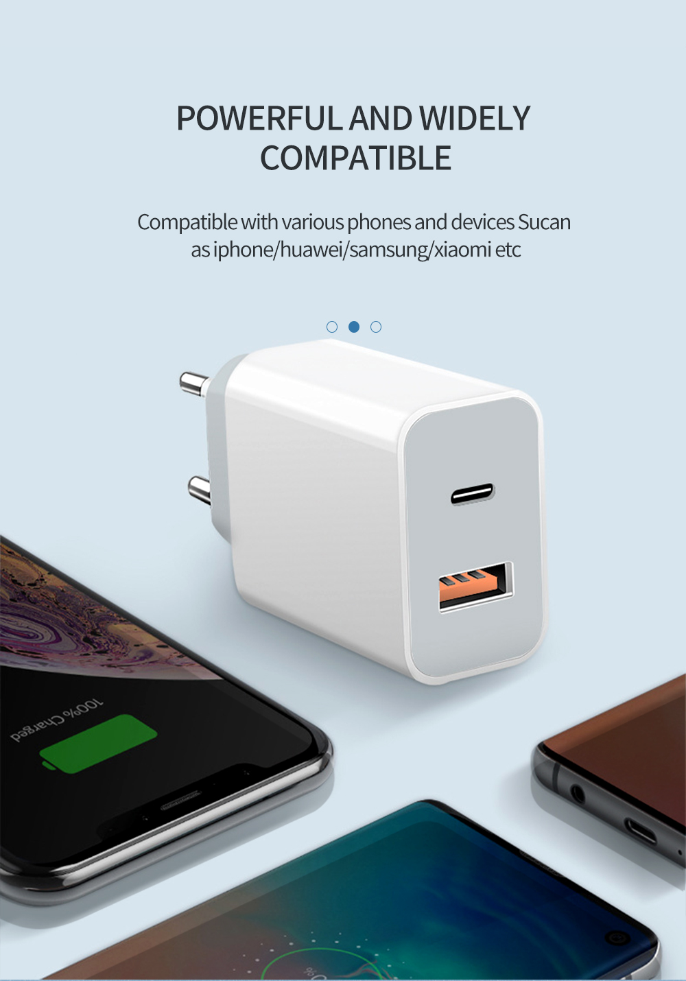 Dual Port Quick pd charger for smart phones