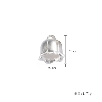 3D Hard Silver 925 Pure Silver Bell Orchid Pendant Necklace with Braided Rope Bracelet