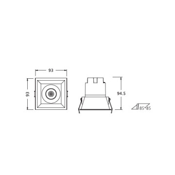 LEDER Square White Dimmable 10W LED DownLight