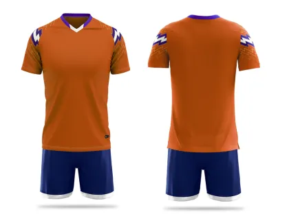 OEM ODM Football Jersey Custom Men Adult Orange Yellow Team Sublimation Full Breathable Quick Dry Soccer Jersey Football Set