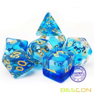 Bescon Crystal Blue 7-pc Набор для игры в кости Poly, Bescon Polyhedral RPG Набор для игры в кости Crystal Blue