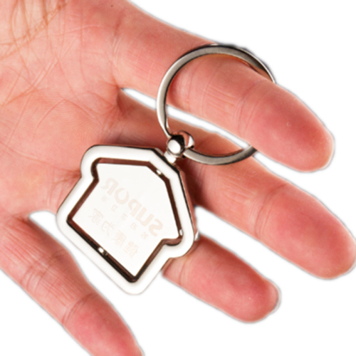 Presente do centro de vendas Metal House Shape Rotatable Keychain