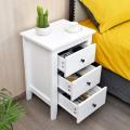 Nightstand, Side Table with 3 Drawers, Bedroom Side Storage Cabinet Wooden End Table Accent Table Solid Wood Legs