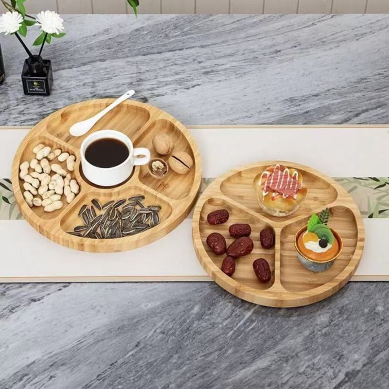 Versatile Wooden Rotating Tray for Food Organization