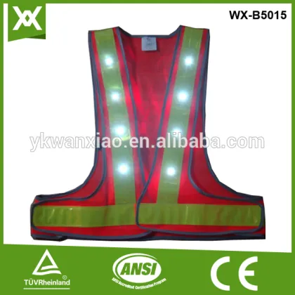 reflective LED vest with 16LED lights,safetyred LED vest reflective LED vest