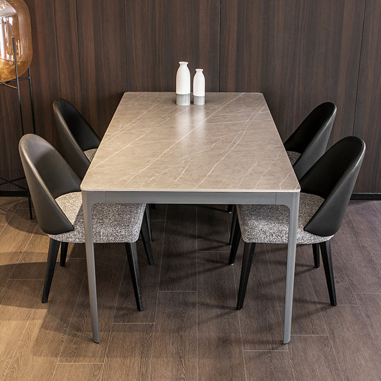 Nordic Style dark grey Leather upholstered furniture solid wood legs modern Luxury Set Dining Room Chairs