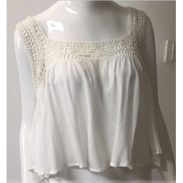 Solid Viscose Blouse with Lace Neck
