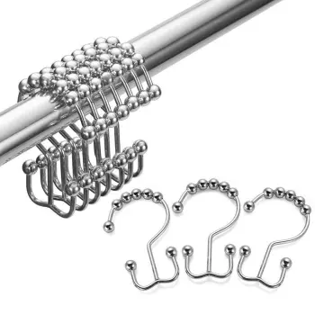 Stainless Steel Rust-Resistant Ring Shower Curtain Hooks for Bathroom Rods