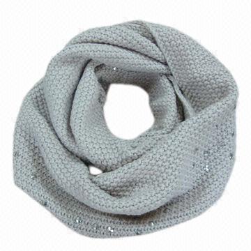 Acrylic Knitted Eternity Scarves with Studs